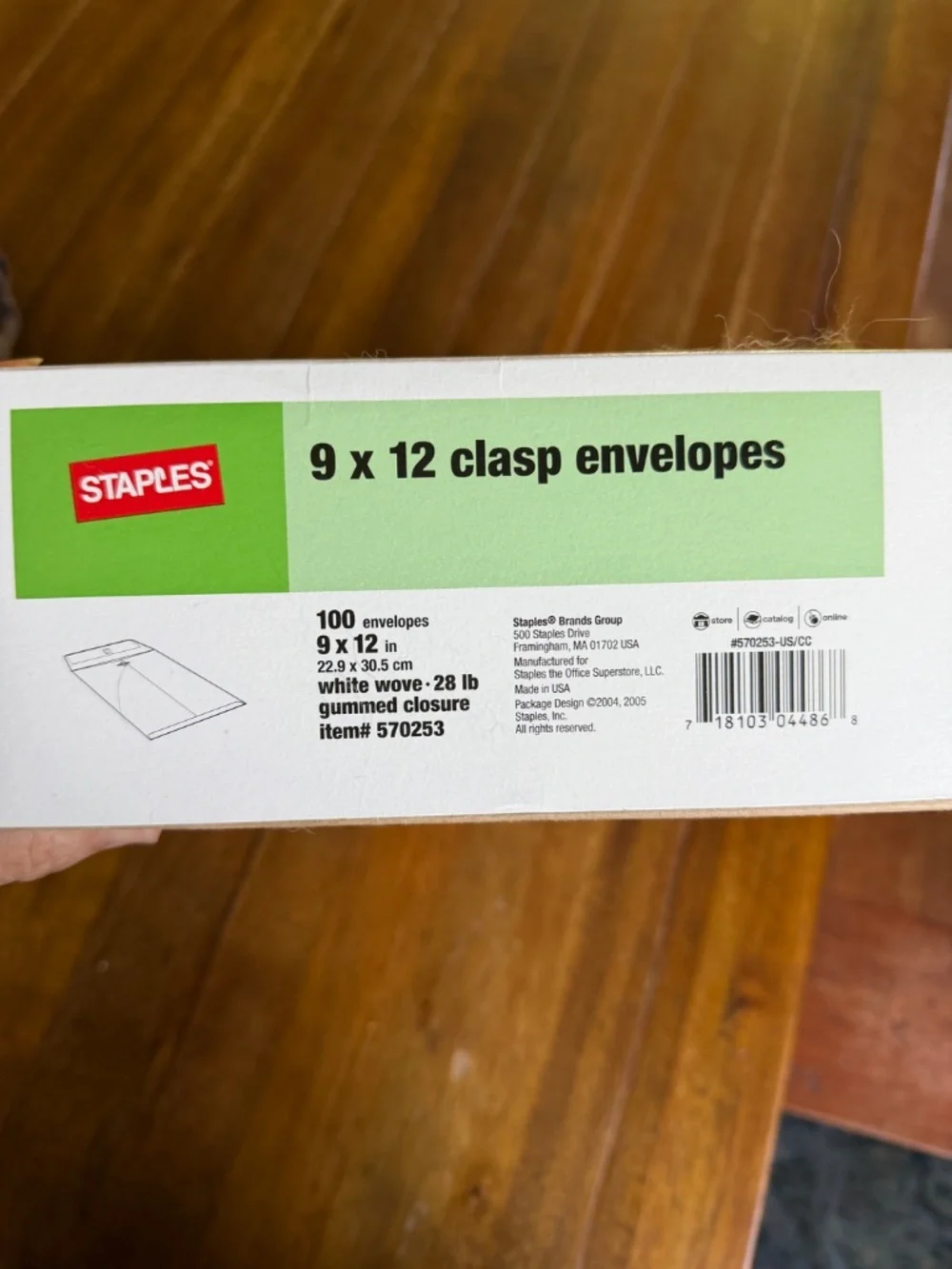 9 x 12 Wove Clasp White Envelopes with Gummed Closure (Staples)